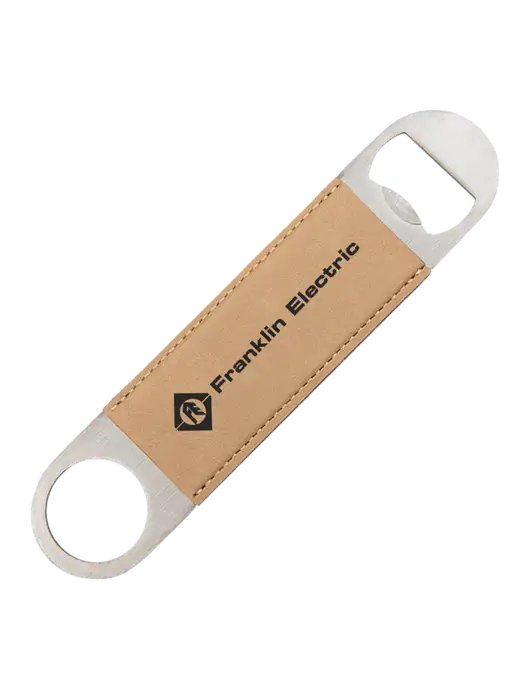 Tan Leatherette Bottle Opener w/Franklin Electric Logo
