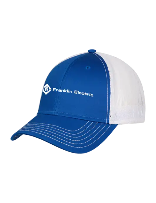 Royal/White Mesh Trucker Cap Snap Back w/Franklin Electric Logo