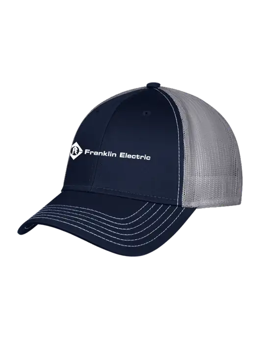 Navy & Grey Mesh Trucker Cap Snap Back w/Franklin Electric Logo