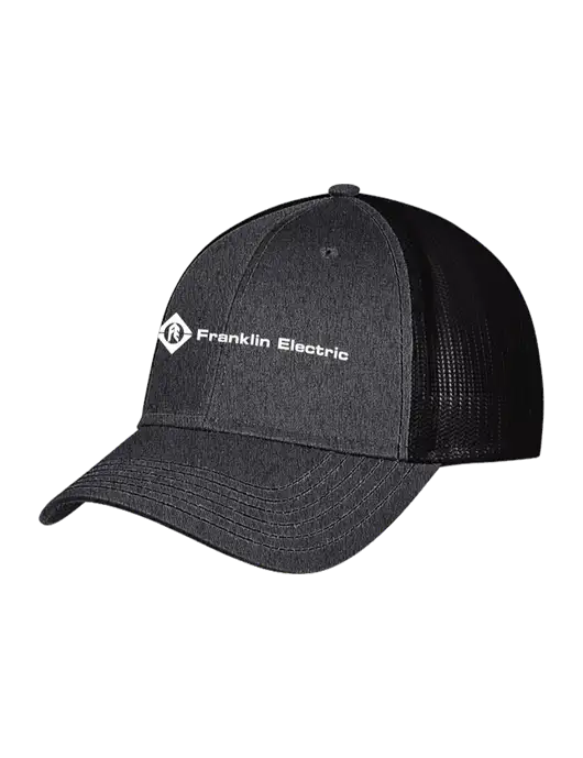 Charcoal Heather/Black Mesh Trucker Cap Snap Back w/Franklin Electric Logo