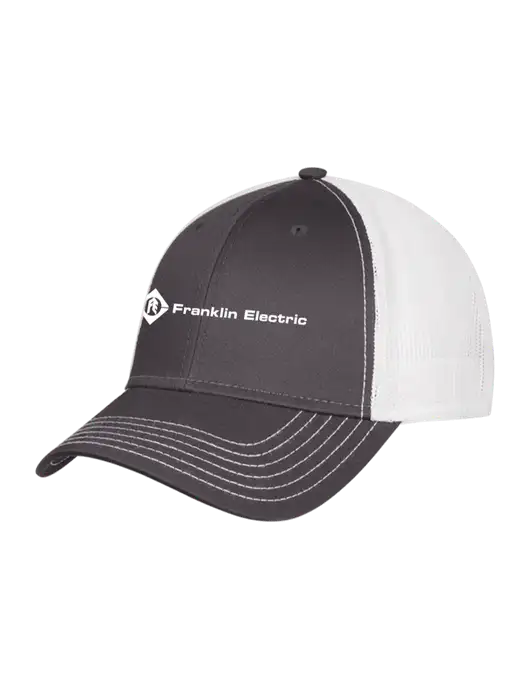 Dark Grey/White Mesh Trucker Cap Snap Back w/Franklin Electric Logo