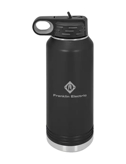 Polar Camel 32 oz Powder Coated Black Vacuum Insulated Water Bottle w/Franklin Electric Logo