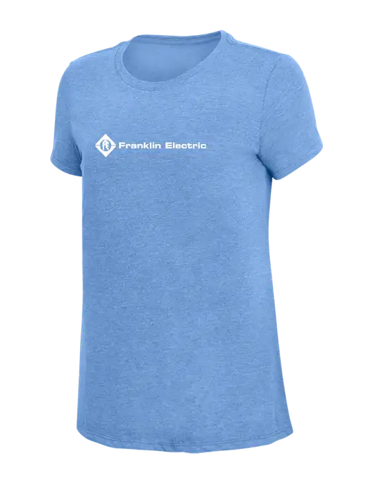 Womens Simply Soft Maritime Frost 4.5oz Poly/Combed Ring Spun Cotton T-Shirt
 w/Franklin Electric Logo