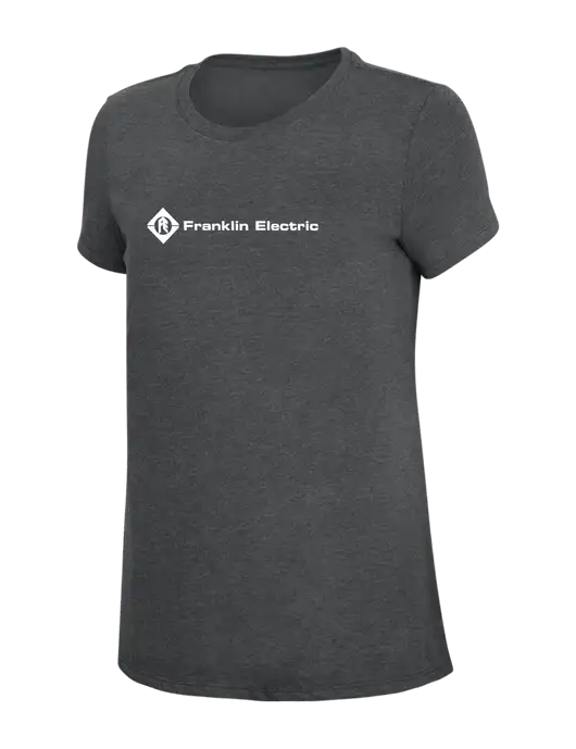 Womens Simply Soft Charcoal 4.5oz Poly/Combed Ring Spun Cotton T-Shirt w/Franklin Electric Logo
