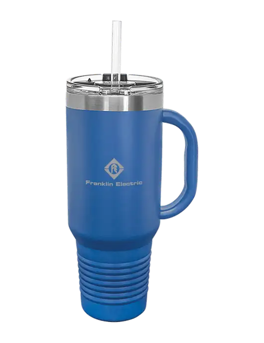Polar Camel 40 oz. Powder Coated Vacuum Insulated Royal Travel Mug with Straw w/Franklin Electric Logo