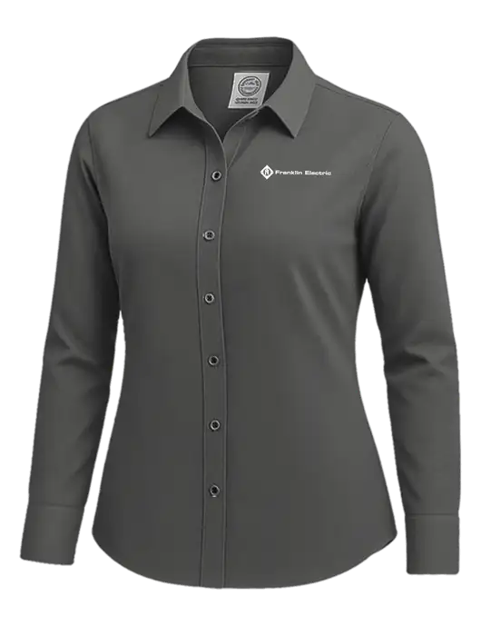 Brooks Brothers Womens Dark Grey Wrinkle-Free Stretch Nailhead Shirt w/Franklin Electric Logo