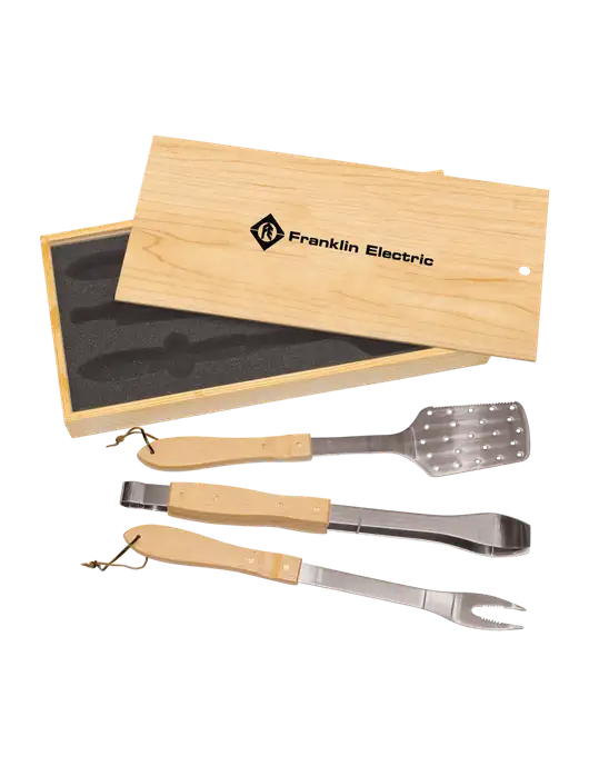 Wood BBQ Gift Set w/Franklin Electric Logo