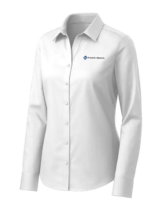 Brooks Brothers Womens White Wrinkle-Free Stretch Pinpoint Shirt w/Franklin Electric Logo