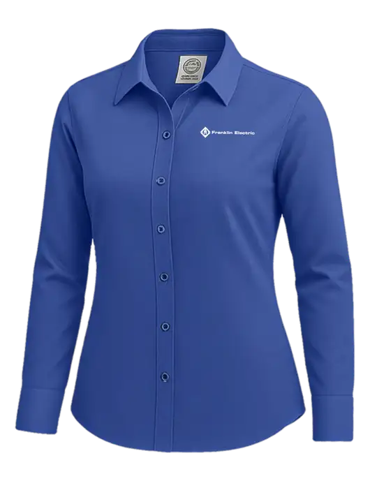 Brooks Brothers Womens Royal Blue Wrinkle-Free Stretch Nailhead Shirt w/Franklin Electric Logo