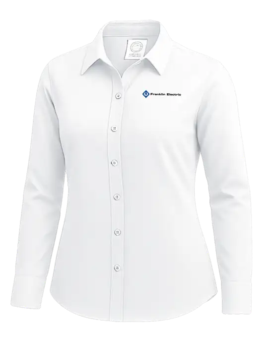 Brooks Brothers Womens White Wrinkle-Free Stretch Nailhead Shirt w/Franklin Electric Logo