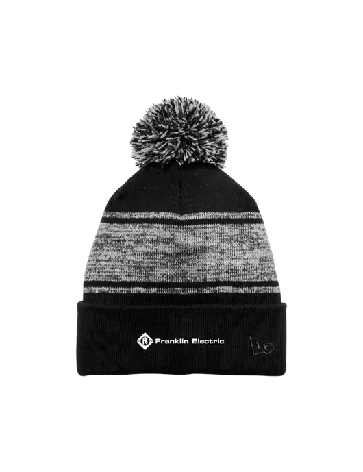 New Era Black/Charcoal Knit Chilled Pom Beanie w/Franklin Electric Logo