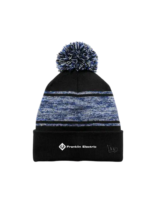 New Era Black/Royal Knit Chilled Pom Beanie w/Franklin Electric Logo
