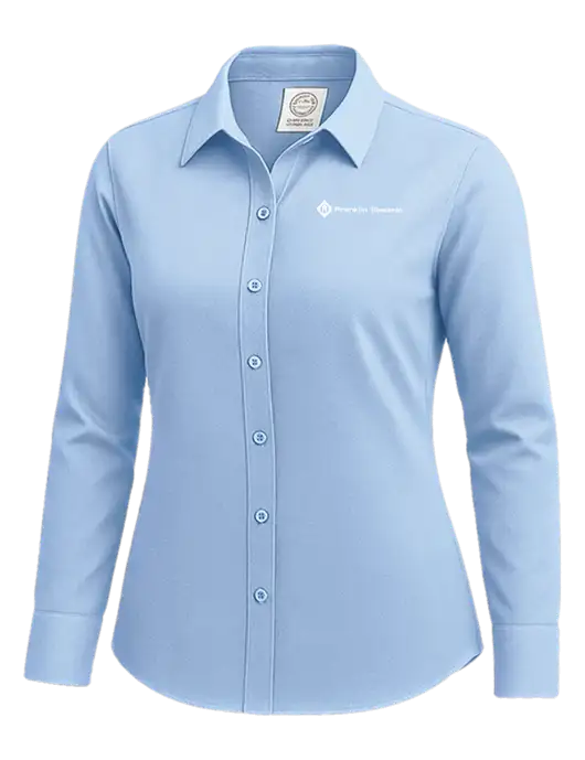 Brooks Brothers Womens Light Blue Wrinkle-Free Stretch Nailhead Shirt w/Franklin Electric Logo