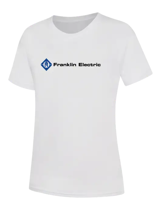 Womens White Core Blend Tee w/Franklin Electric Logo