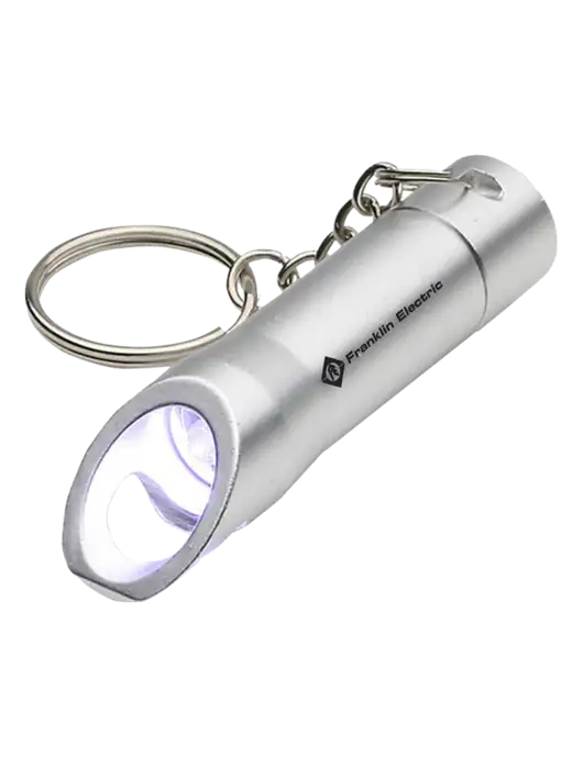Silver Pocket LED Flashlight with Bottle Opener & Keychain w/Franklin Electric Logo