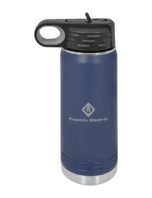 Polar Camel 20 oz Powder Coated Navy Vacuum Insulated Water Bottle w/Franklin Electric Logo