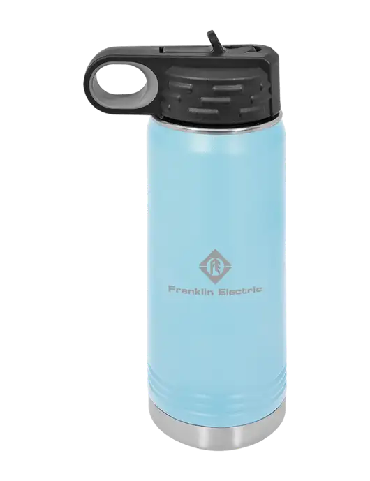 Polar Camel 20 oz Powder Coated Light Blue Vacuum Insulated Water Bottle w/Franklin Electric Logo