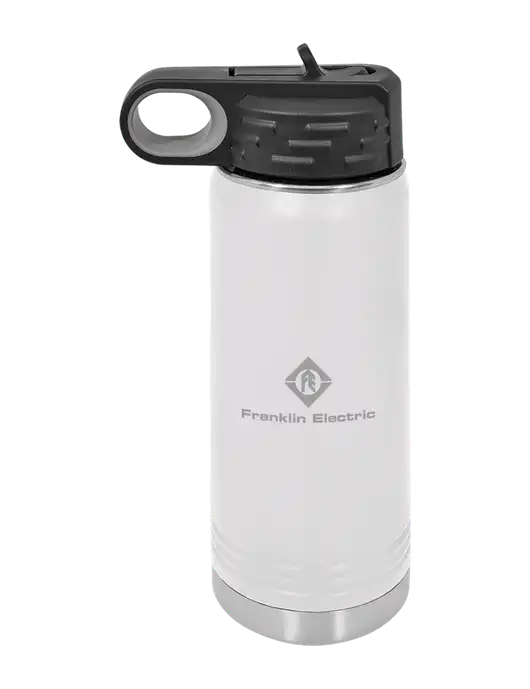 Polar Camel 20 oz Powder Coated White Vacuum Insulated Water Bottle w/Franklin Electric Logo