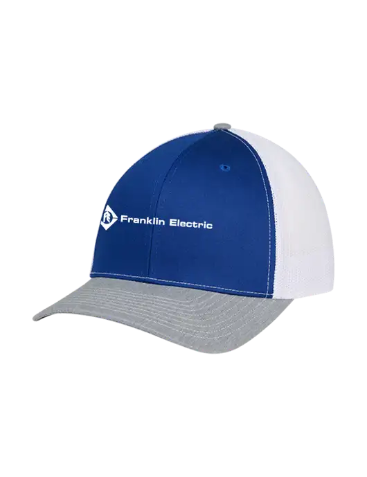 Richardson Adjustable Snapback Original 112 Trucker Cap Royal/HeatherGrey/White Mesh w/Franklin Electric Logo