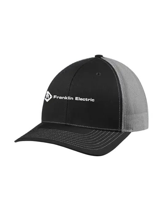 Richardson Adjustable Snapback Original 112 Trucker Cap Black w/Charcoal Mesh w/Franklin Electric Logo