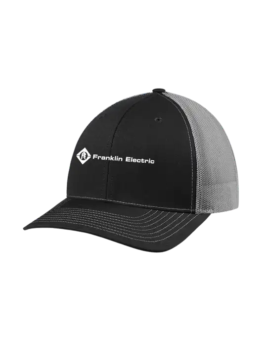 Richardson Adjustable Snapback Original 112 Trucker Cap Black w/Charcoal Mesh w/Franklin Electric Logo