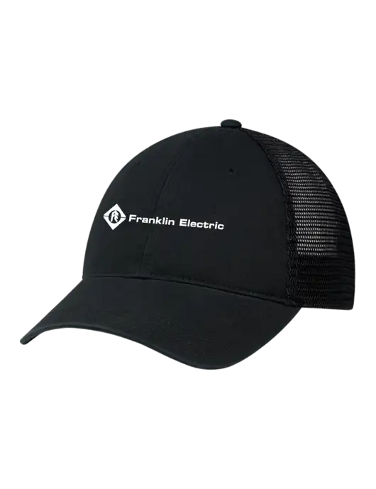 Richardson 111 Garment Washed Trucker Cap Black w/Black Mesh w/Franklin Electric Logo