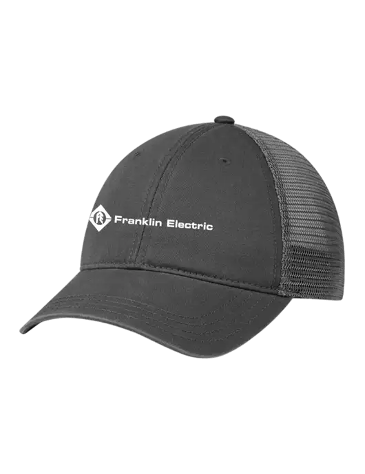 Richardson 111 Garment Washed Trucker Cap Charcoal w/Charcoal Mesh w/Franklin Electric Logo