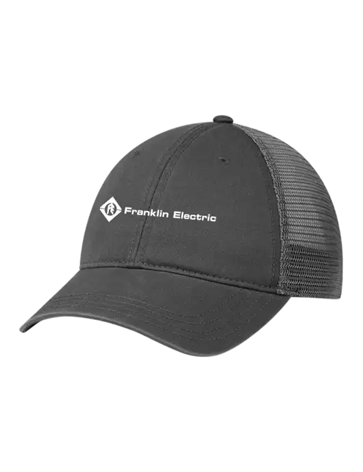 Richardson 111 Garment Washed Trucker Cap Charcoal w/Charcoal Mesh w/Franklin Electric Logo