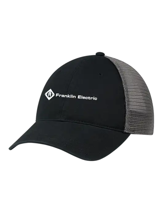 Richardson 111 Garment Washed Trucker Cap Black w/Charcoal Mesh w/Franklin Electric Logo