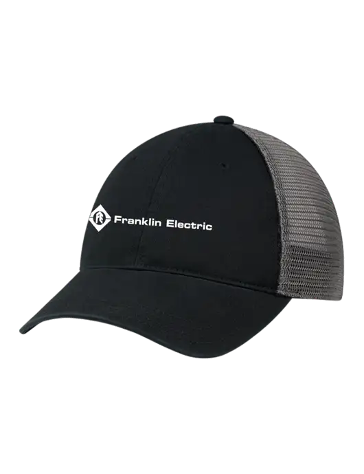 Richardson 111 Garment Washed Trucker Cap Black w/Charcoal Mesh w/Franklin Electric Logo