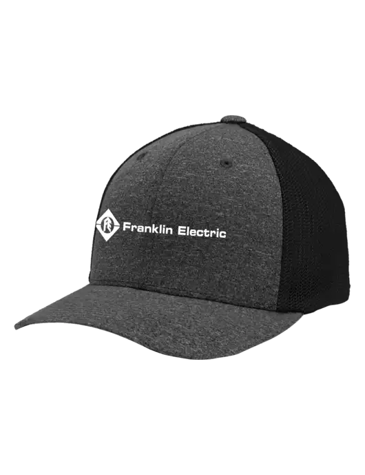 Flexfit Black/Dark Charcoal Heather Melange Mesh Back Trucker Cap w/Franklin Electric Logo