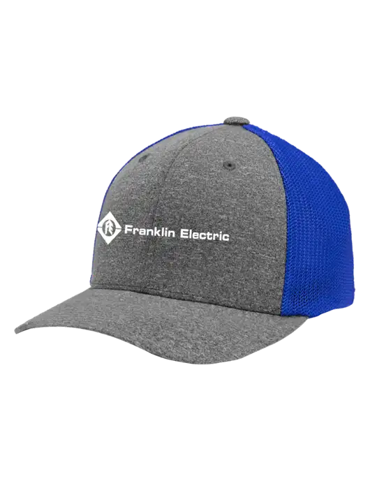 Flexfit Royal/Medium Grey Heather Melange Mesh Back Trucker Cap w/Franklin Electric Logo