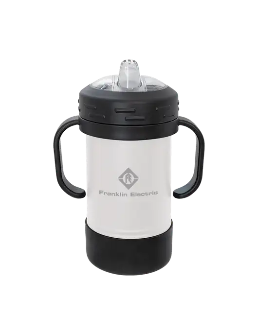 Polar Camel 10 oz Powder Coated White Sippy Cup w/Franklin Electric Logo