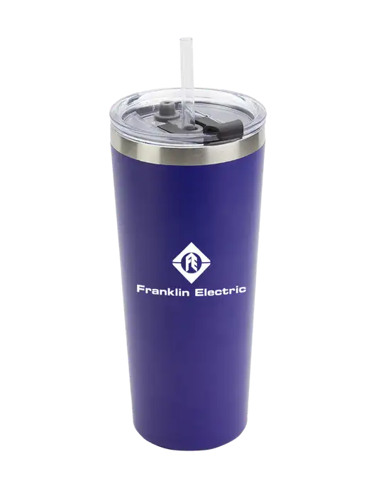 Brighton Blue 20 oz Insulated Tumbler & Straw w/Franklin Electric Logo