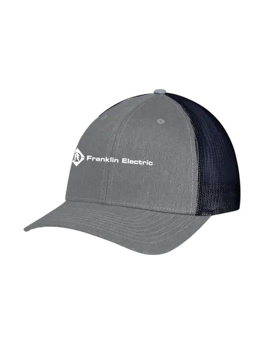 Richardson Adjustable Snapback Original 112 Trucker Cap Heather Grey w/Navy Mesh w/Franklin Electric Logo