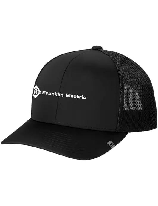 TravisMathew Black Cruz Trucker Cap w/Franklin Electric Logo