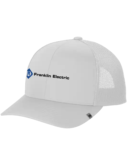 TravisMathew White Cruz Trucker Cap w/Franklin Electric Logo