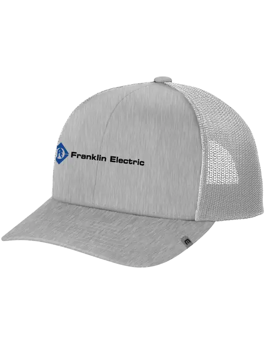 TravisMathew Light Medium Grey Heather Cruz Trucker Cap w/Franklin Electric Logo