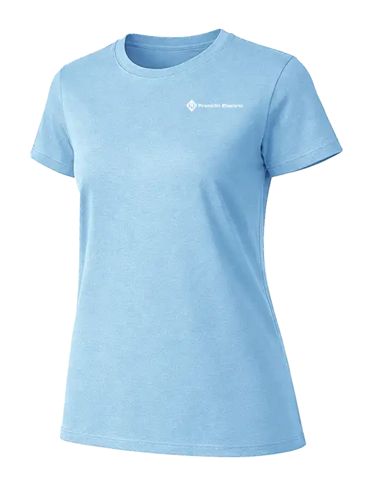 Womens Ring Spun Light Blue 4.5 oz T-Shirt w/Franklin Electric Logo