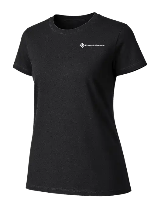 Womens Ring Spun Jet Black 4.5 oz T-Shirt w/Franklin Electric Logo