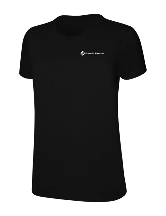 Womens Ring Spun Jet Black 4.5 oz T-Shirt w/Franklin Electric Logo