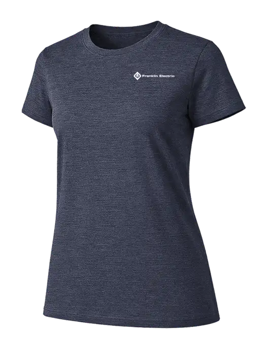 Womens Ring Spun Heather Navy 4.5 oz T-Shirt w/Franklin Electric Logo