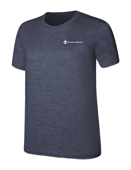 Womens Ring Spun Heather Navy 4.5 oz T-Shirt w/Franklin Electric Logo