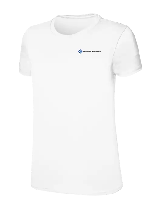 Womens Ring Spun White 4.5 oz T-Shirt w/Franklin Electric Logo