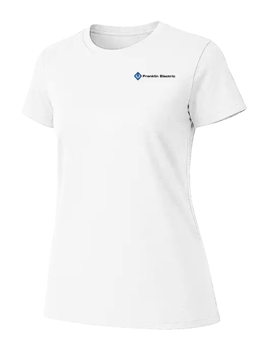 Womens Ring Spun White 4.5 oz T-Shirt w/Franklin Electric Logo