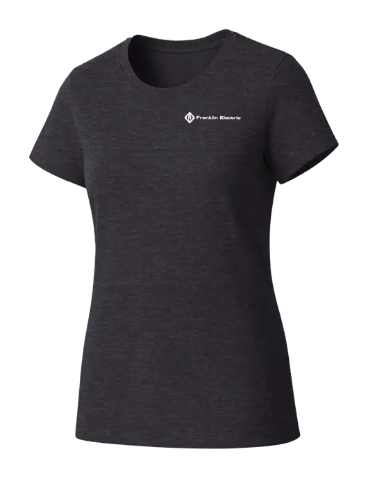 Womens Seriously Soft Heathered Charcoal T-Shirt w/Franklin Electric Logo