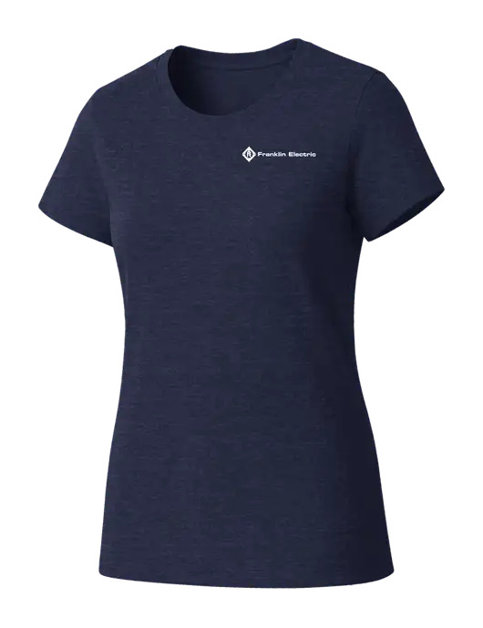 Womens Seriously Soft Heathered Navy T-Shirt w/Franklin Electric Logo