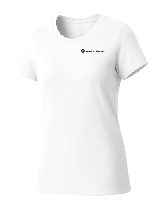 Womens Seriously Soft White T-Shirt w/Franklin Electric Logo