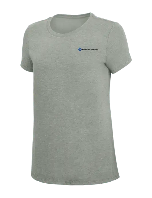 Womens Simply Soft Grey Frost 4.5oz  Poly/Combed Ring Spun Cotton T-Shirt w/Franklin Electric Logo