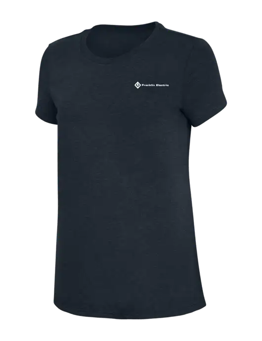 Womens Simply Soft Navy 4.5oz Poly/Combed Ring Spun Cotton T-Shirt w/Franklin Electric Logo